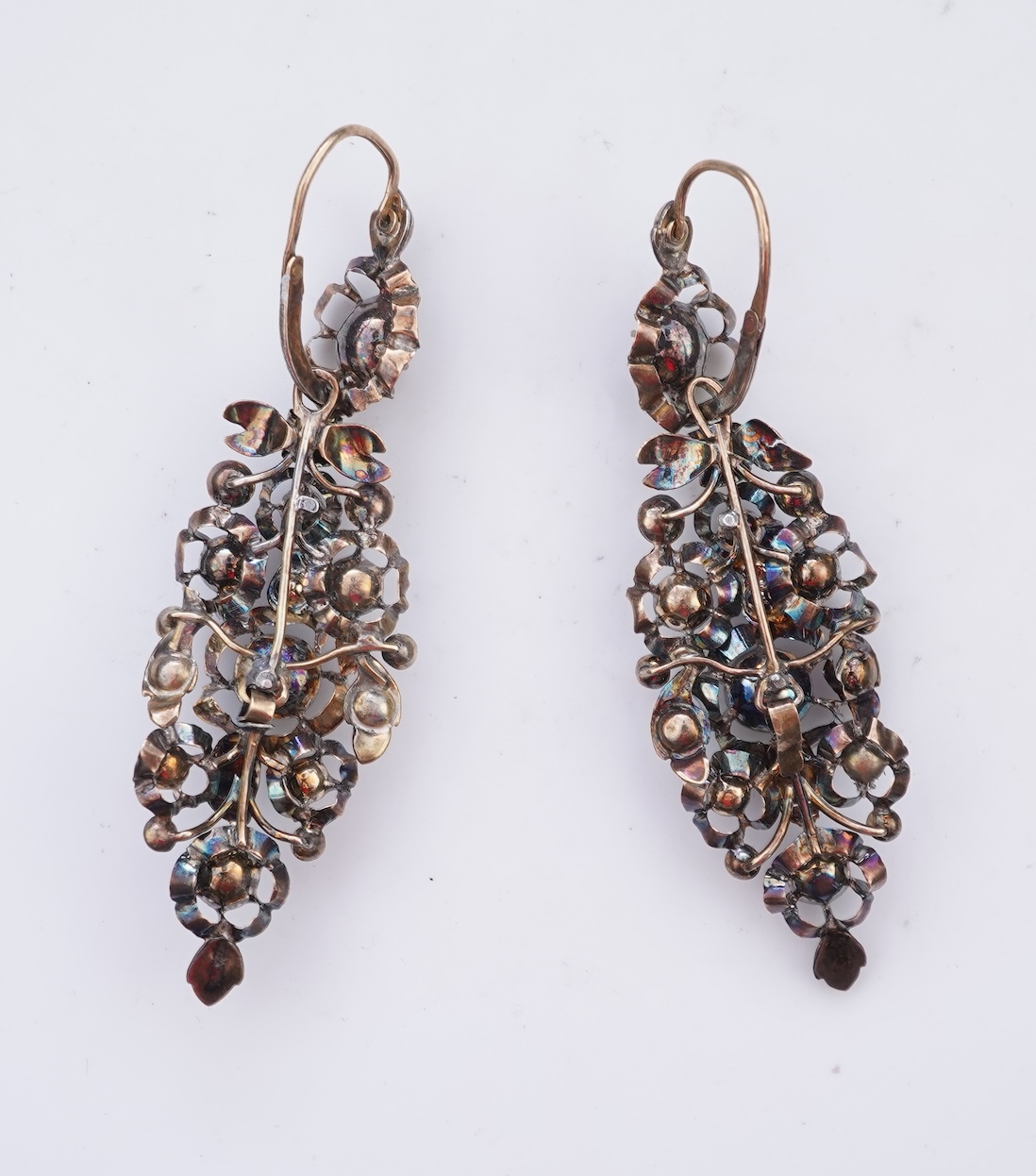 A pair of diamond earrings, probably Southern Italy, 19th century
